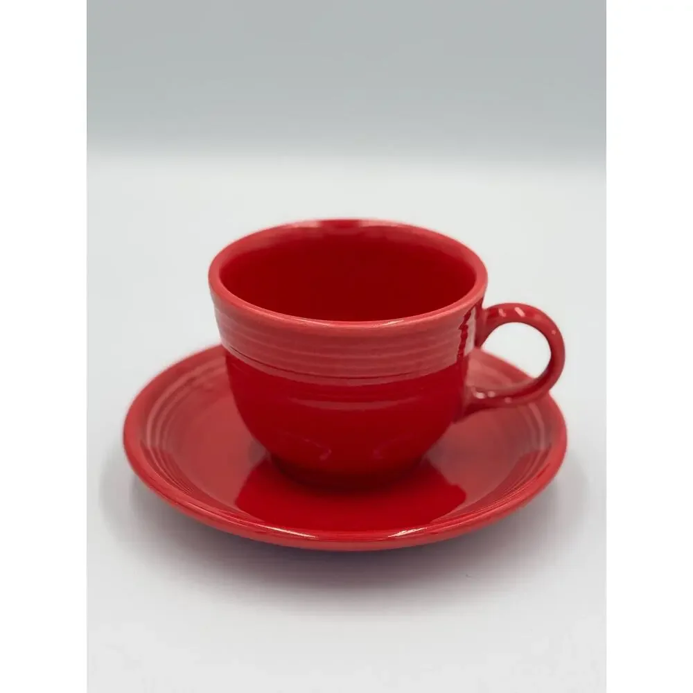 Fiesta by Homer Laughlin Teacup and Saucer Set - Scarlet Red
